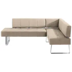 Eckbank 227/165 cm in Edelstahlfarben, Beige