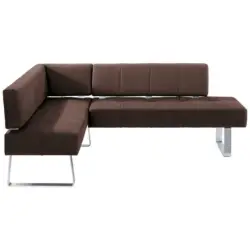 Eckbank 165/227 cm in Braun, Edelstahlfarben