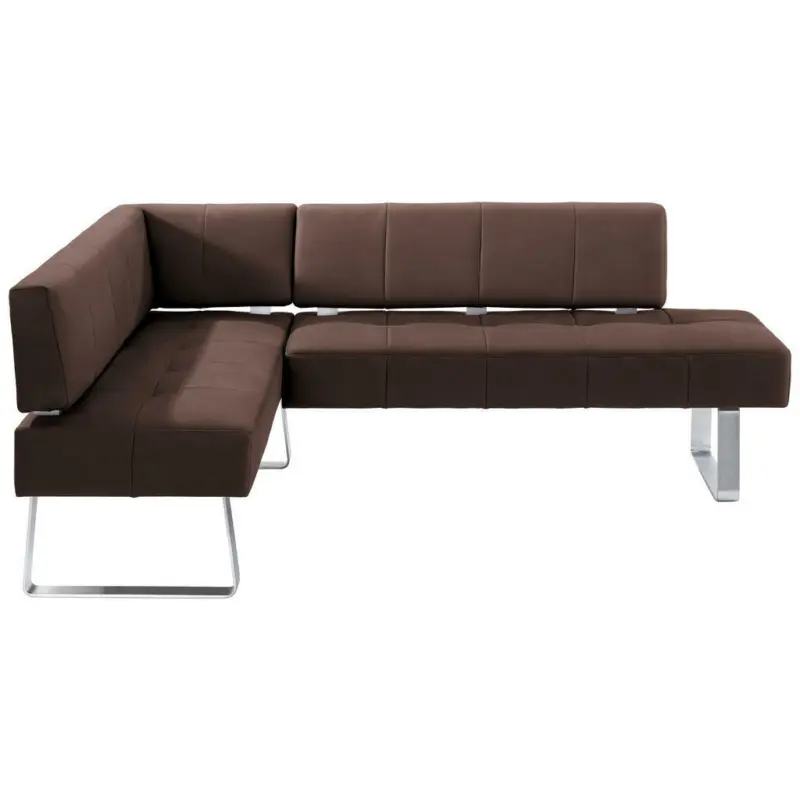 Eckbank 165/227 cm in Braun, Edelstahlfarben