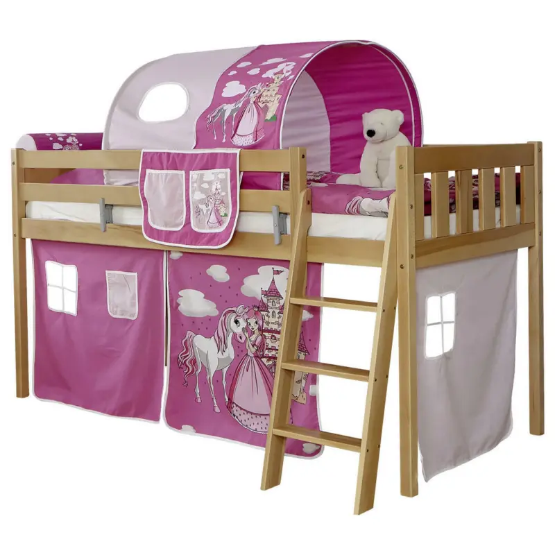 Mittelhohes Bett 90/200 cm Weiß, Pink