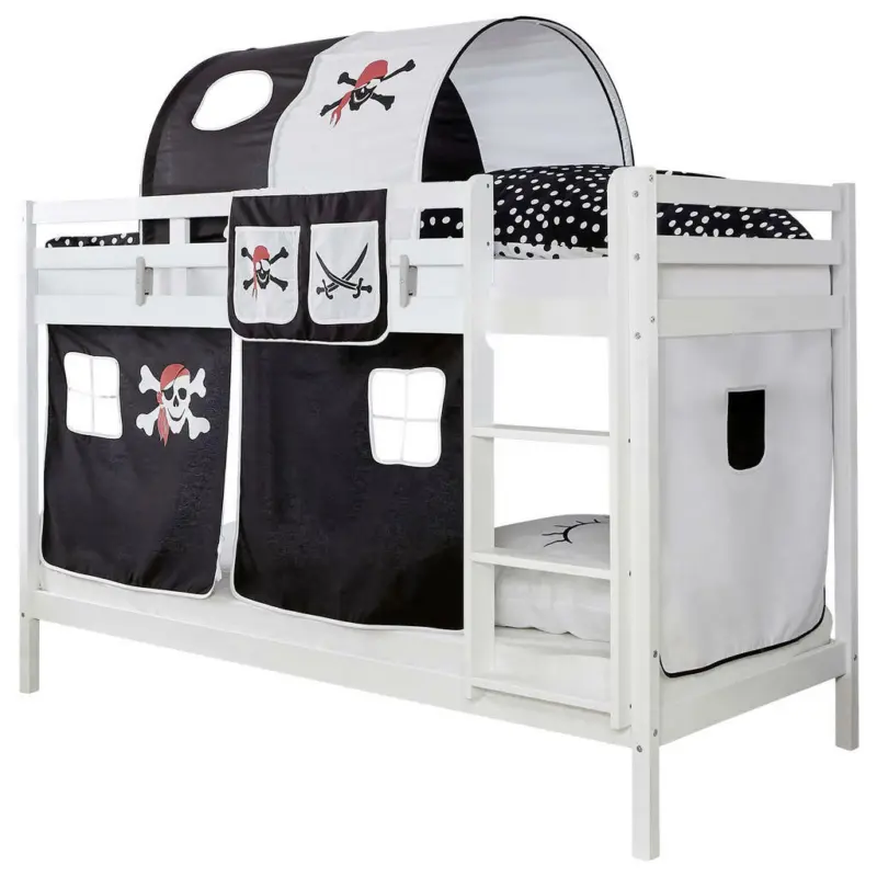 Etagenbett 90/200 cm Schwarz, Weiß