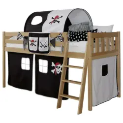 Mittelhohes Bett 90/200 cm Schwarz, Weiß