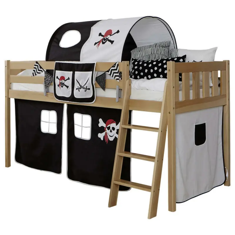 Mittelhohes Bett 90/200 cm Schwarz, Weiß