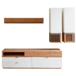 Wohnwand 251/200/50 cm in Schwarz, Wei&szlig;, Eichefarben