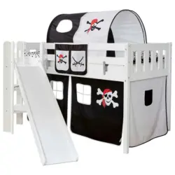 Spielbett 90/200 cm in Schwarz, Weiß