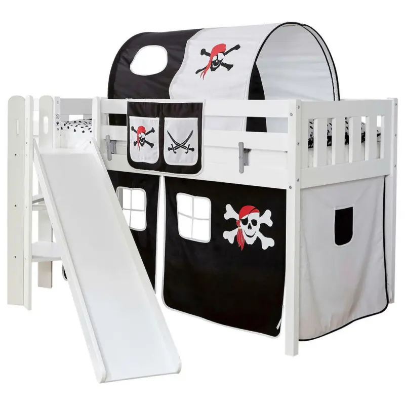 Spielbett 90/200 cm in Schwarz, Weiß