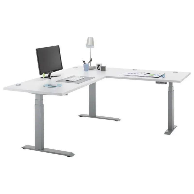 Eckschreibtisch 180/177/64 cm in Grau, Hellgrau