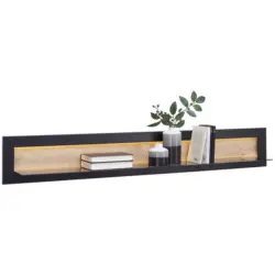 Wandboard in 144/21/16,5 cm Schwarz, Eichefarben