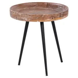 Nachttisch in massiv Mangoholz Braun, Schwarz