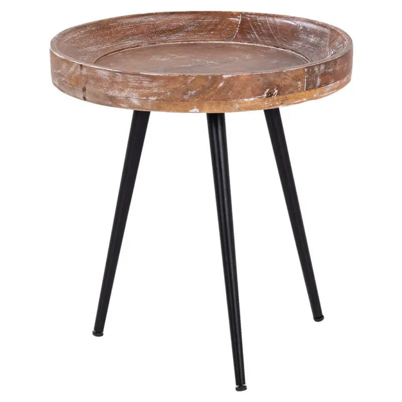 Nachttisch in massiv Mangoholz Braun, Schwarz