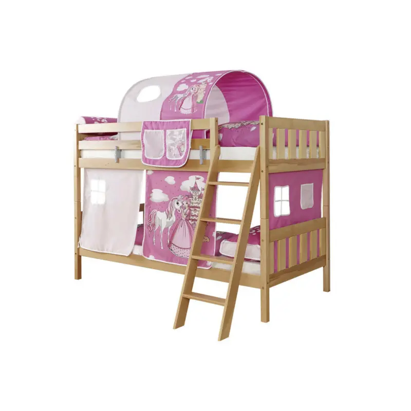 Etagenbett 90/200 cm Naturfarben, Pink