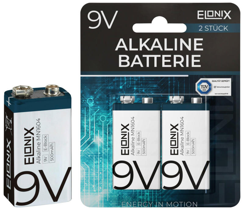 Blockbatterie Alkaline 9V 2er Packung