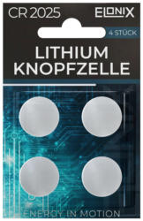 Knopfzellenbatterie Lithium CR2025 4er Packung