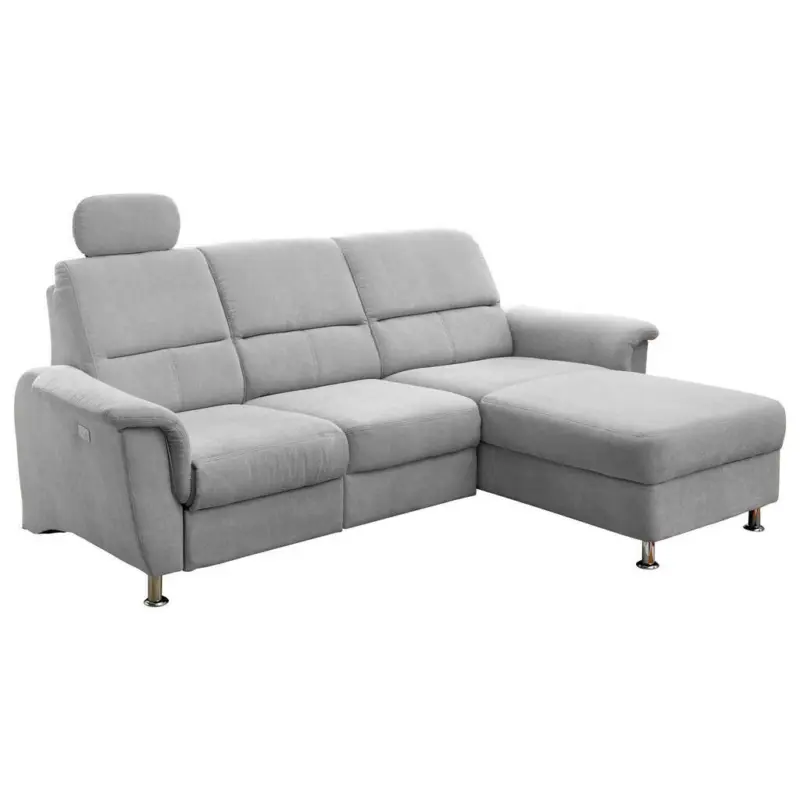 Ecksofa in Mikrofaser Silberfarben