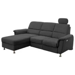 Ecksofa in Mikrofaser Schwarz