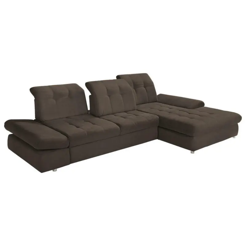 Ecksofa in Mikrofaser Dunkelbraun