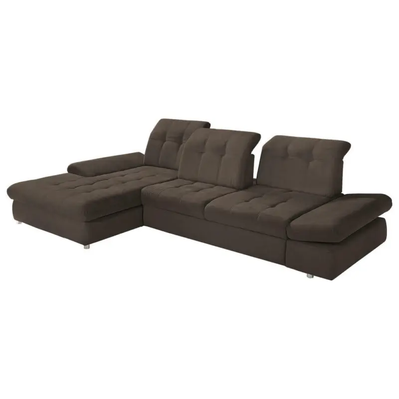 Ecksofa in Mikrofaser Dunkelbraun
