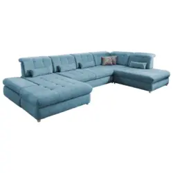 Wohnlandschaft in Mikrofaser Blau