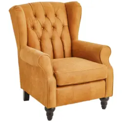 Chesterfield-Sessel in Echtleder Hellbraun