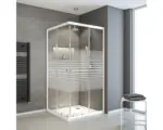 Hornbach Eckeinstieg mit Schiebetür Schulte Ravak Blix 750-900x1800 mm Glasdekor Querstreifen weiß mit schmutzabweisender Glasbeschichtung