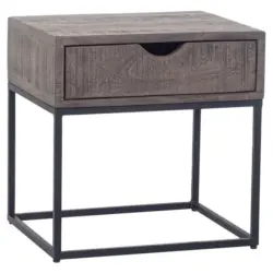 Nachtkästchen in massiv Akazie Schwarz, Akaziefarben