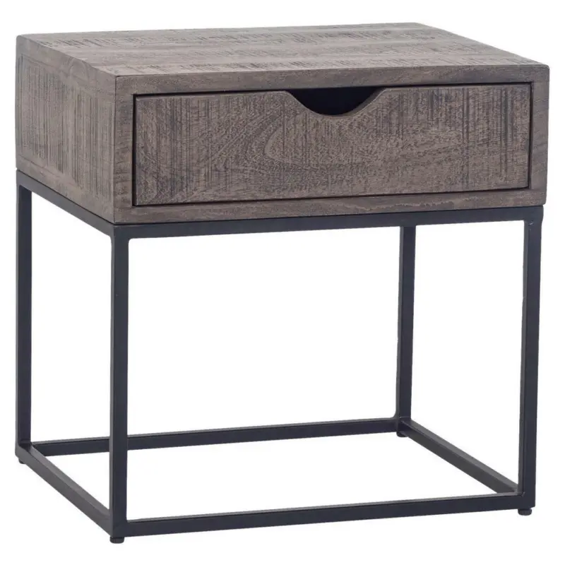 Nachtkästchen in massiv Akazie Schwarz, Akaziefarben