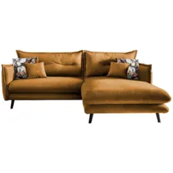 Ecksofa in Velours Gelb, Multicolor