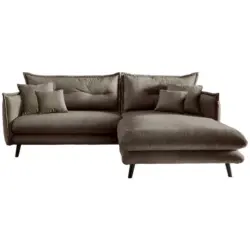 Ecksofa in Velours Braun