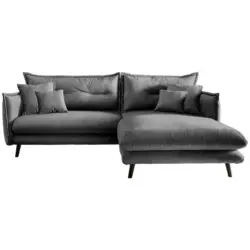 Ecksofa in Velours Grau