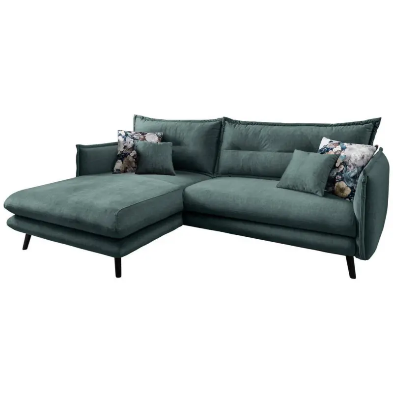 Ecksofa in Velours Dunkelblau, Dunkelgrün, Multicolor