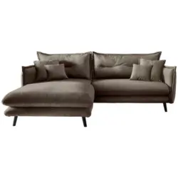 Ecksofa in Velours Braun