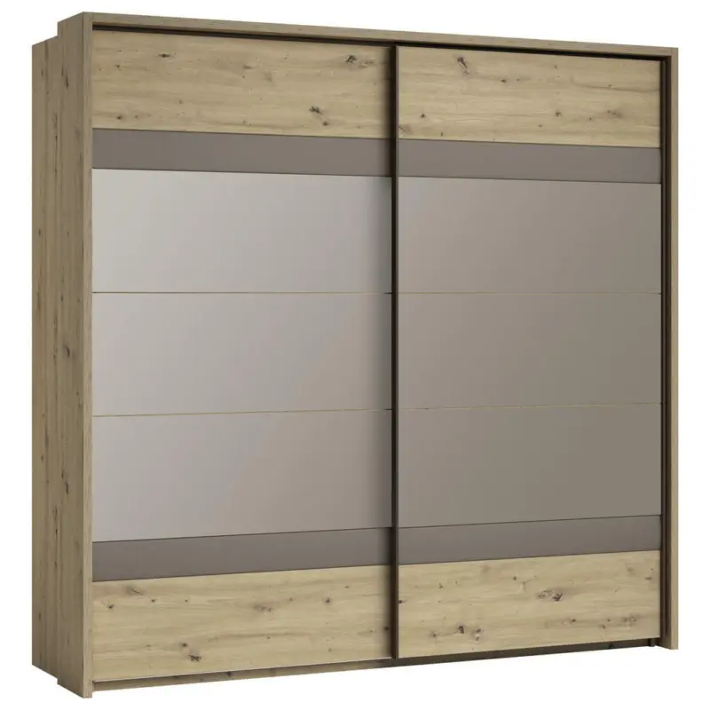 Schwebetürenschrank in Braun, Eiche Artisan