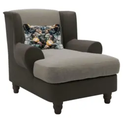 Lesesessel in Chenille, Mikrofaser Dunkelbraun, Hellbraun