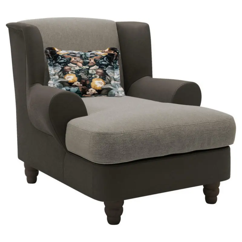 Lesesessel in Chenille, Mikrofaser Dunkelbraun, Hellbraun