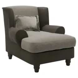 Lesesessel in Chenille, Mikrofaser Dunkelbraun, Hellbraun