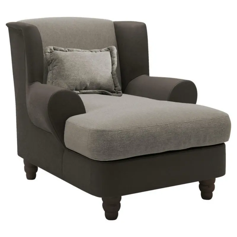 Lesesessel in Chenille, Mikrofaser Dunkelbraun, Hellbraun