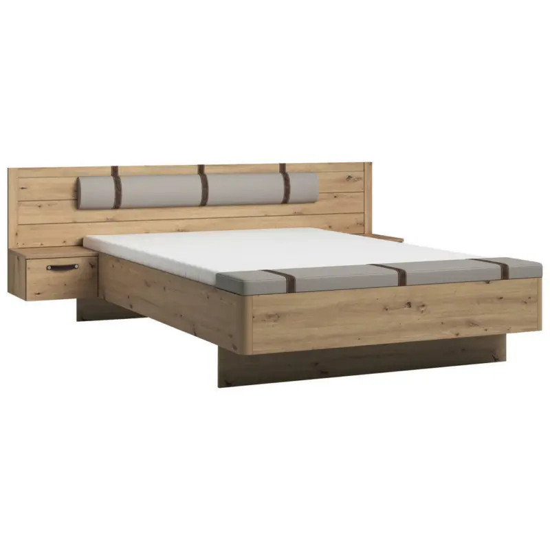 Bettanlage 160/200 cm in Braun, Taupe, Eiche Artisan