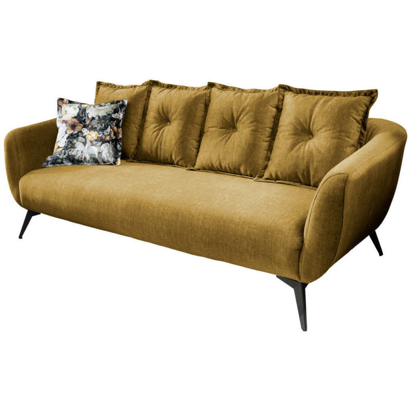 Dreisitzer-Sofa in Velours Gelb