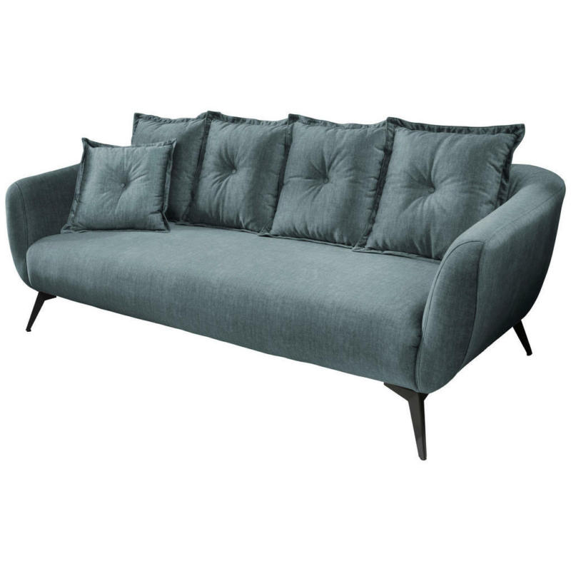 Dreisitzer-Sofa in Velours Dunkelblau, Dunkelgrün