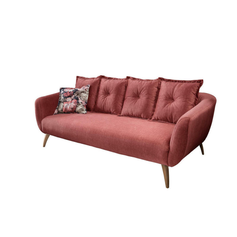 Dreisitzer-Sofa in Velours Koralle