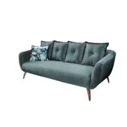 Dreisitzer-Sofa in Velours Dunkelblau, Dunkelgrün