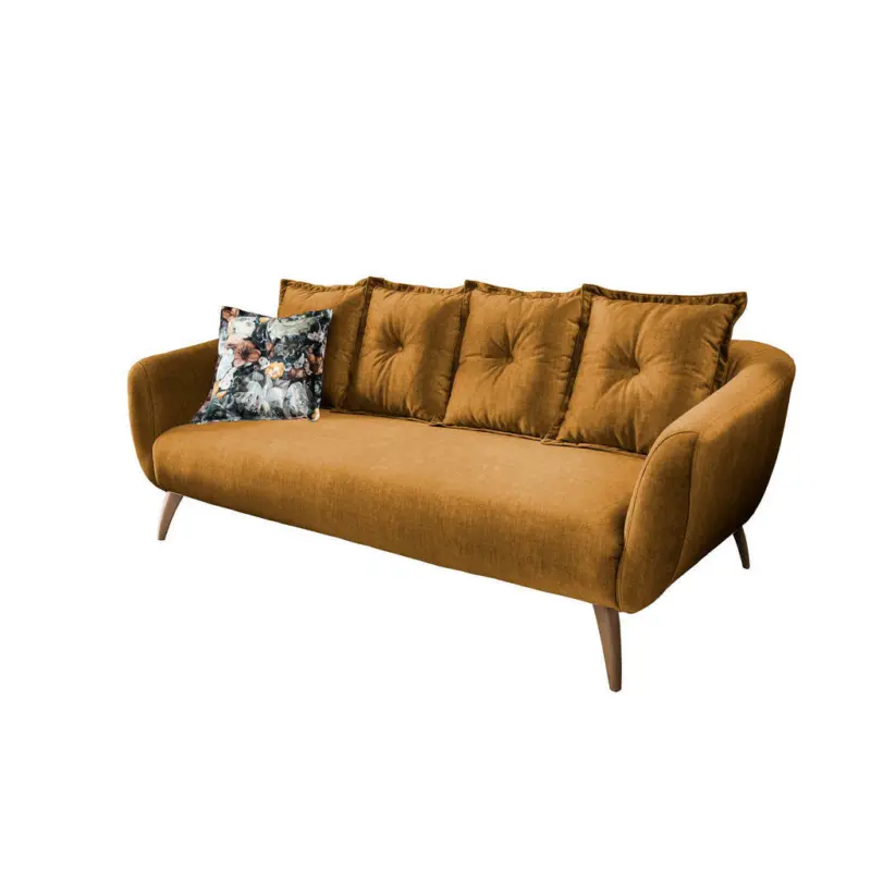 Dreisitzer-Sofa in Velours Gelb
