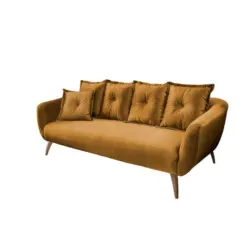 Dreisitzer-Sofa in Velours Gelb