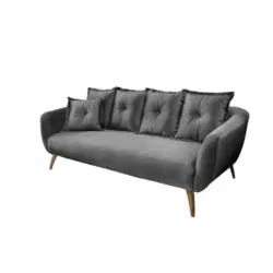 Dreisitzer-Sofa in Velours Grau