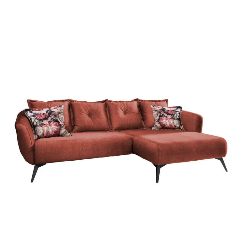 Ecksofa in Velours Koralle