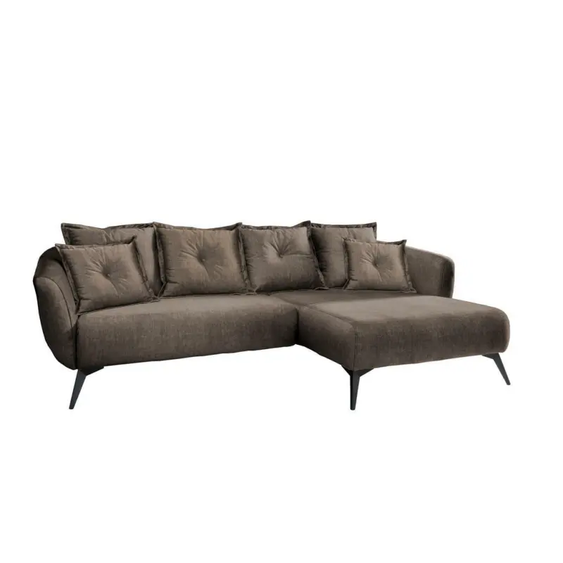 Ecksofa in Velours Braun