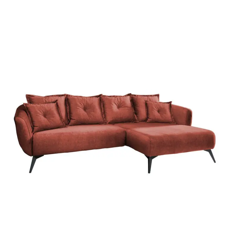 Ecksofa in Velours Koralle