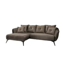 Ecksofa in Velours Braun