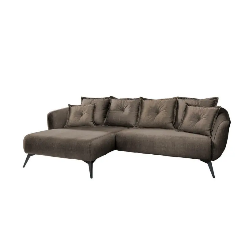 Ecksofa in Velours Braun