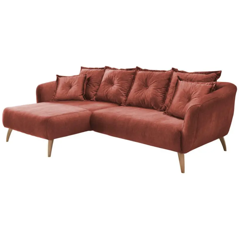 Ecksofa in Velours Koralle